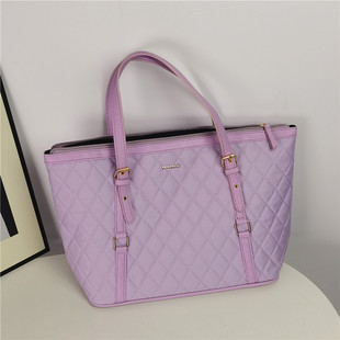 出口西班牙尾货尼龙菱格单肩包女手提大包包百搭学生上课帆布袋