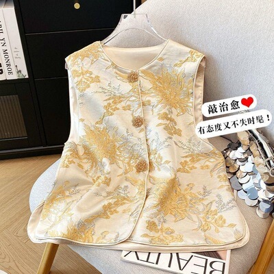 高端国风新中式马甲重工提花国风