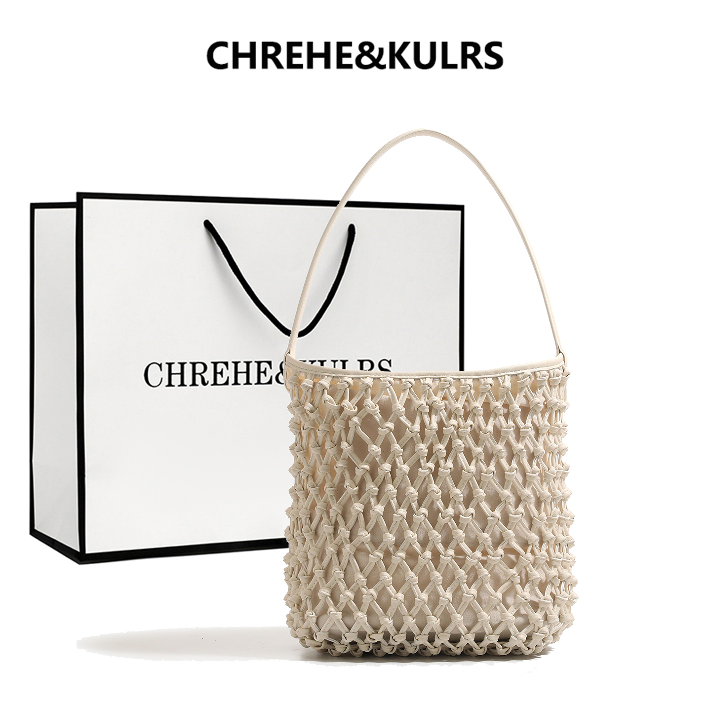 CHREHE&KULRS手工编织水桶包女