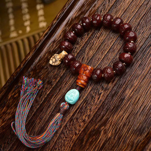 天然老玉化凤眼菩提手串单圈藏式切片回流骨三通配饰男女复古文玩