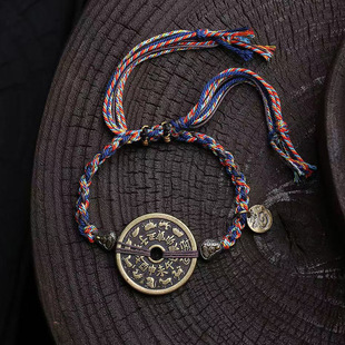纯手工编织手绳可调节老铜山鬼花钱无相佛莲花卡子配饰文玩手链
