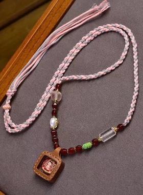 手工编织绳项链藏式文玩千手观音擦擦吊坠本命年守护神挂坠毛衣链