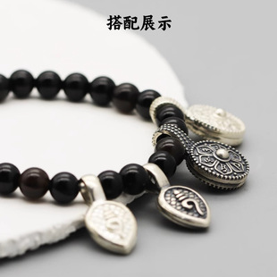 不掉色复古吊坠六字真言金刚杵卡扣法螺卡子DIY编绳佛珠文玩串配