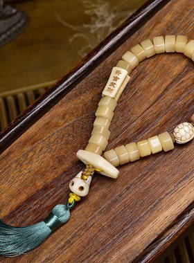 天然原色骆驼骨三花手串单圈回流骨富甲二饼猫咪配饰文玩佛珠手持