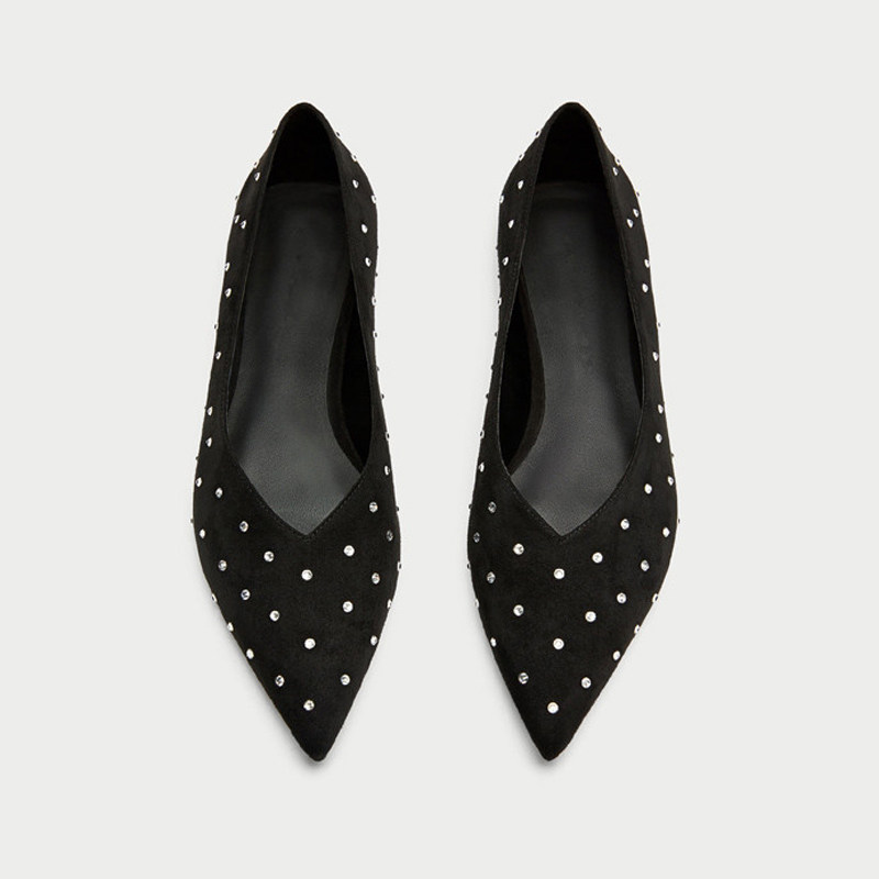 [BANYIYOU 2024 가을 인터넷 연예인 라인 석 지적 발가락 플랫 슈즈 요정 스타일 발레 슈즈 신부 들러리 신부 웨딩 슈즈