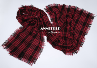 日单新款正品,  丝光羊毛混纺圈圈纱超长款围巾披肩  红格