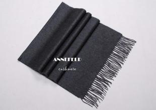 出口欧洲单正品新款 高档纯山羊绒加宽加厚围巾小披肩 深灰