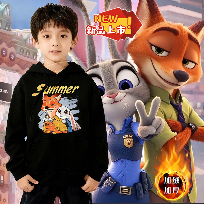 疯狂动物城2朱迪衣服套装动漫连帽卫衣男尼克卡通情侣装衣服外潮