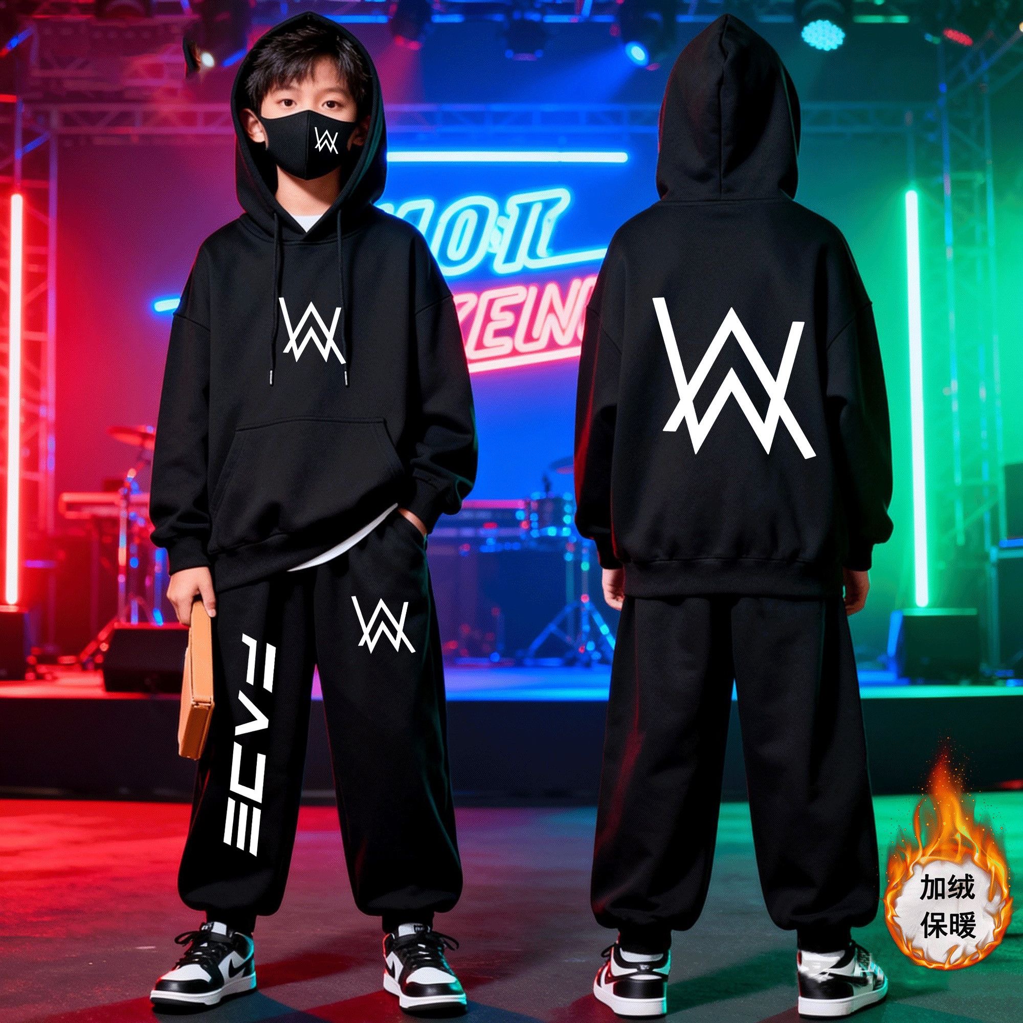 嘉豪同款战衣strong哥艾伦沃克卫衣儿童少年连帽外套服装cos装厚