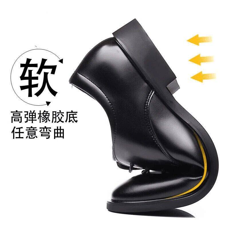 PLAYBOY MENS SHOES AUTUMN AND WINTER NEW LEATHER AND FLEECE BUSINESS FORMAL LEATHER SHOES INNER HEIGHT GROOM WEDDING SUIT SHOES