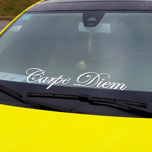 carpe diem及时行乐HellaFlush恐高症 前档玻璃竖挡贴反光车贴纸