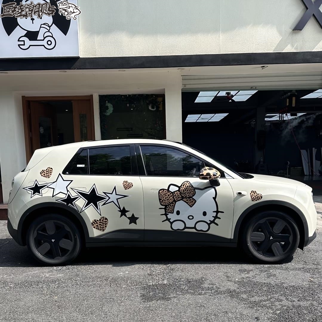 萤火虫hellokitty凯蒂猫豹纹可爱卡通改装汽车贴纸个性定制拉花