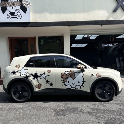 萤火虫hellokitty凯蒂猫豹纹可爱卡通改装汽车贴纸个性定制拉花