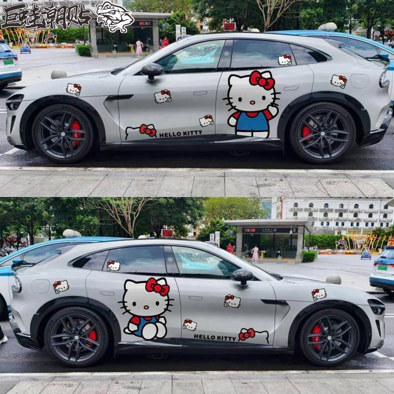 适用于YU7凯蒂猫车贴拉花SU7特斯拉Y蔚来et5车身装饰KT猫卡通贴纸