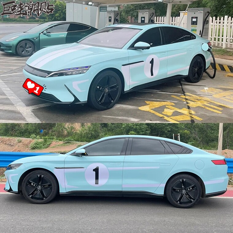 比亚迪汉车贴拉花DM/EV/比亚迪秦PLUS车身侧裙贴纸机盖引擎盖彩条