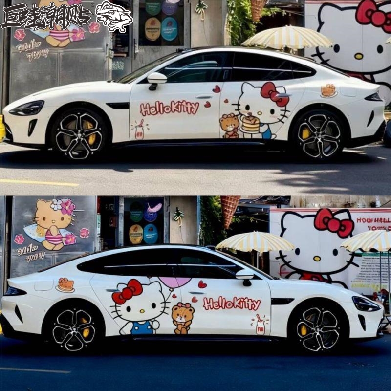 适用小米SU7车贴车身两侧Hello Kitty凯蒂猫个性卡通可爱装饰贴画