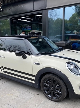 适用宝马迷你MINIFORCE车贴拉花机盖引擎贴车身侧裙贴纸彩条贴画