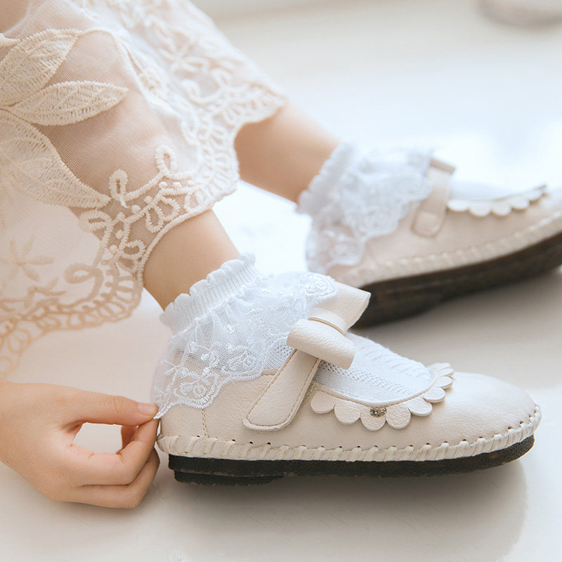 儿童袜子纯棉春秋款女童袜宝宝小女孩中大童秋冬季公主花边中筒袜