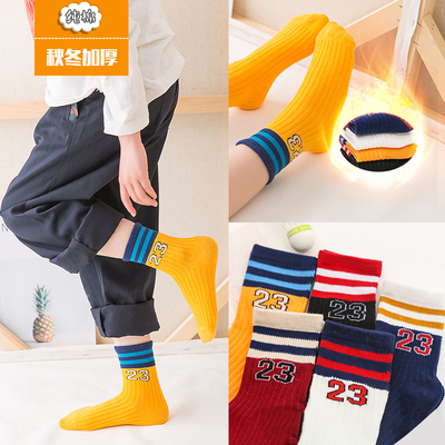 儿童袜子纯棉1秋冬季3宝宝5加厚7男童8小孩9冬天10女童12岁中筒袜