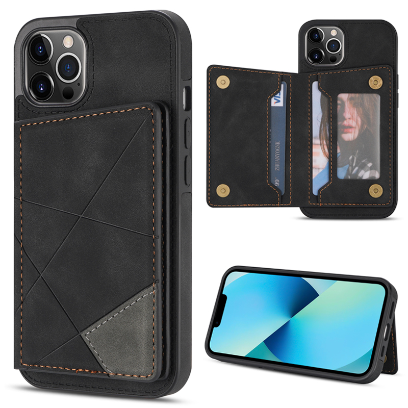 新款卡包16适用苹果13手机壳iPhone14Promax带支架一体12可放卡套11装门禁卡翻盖15全包防摔男女零钱包保护套