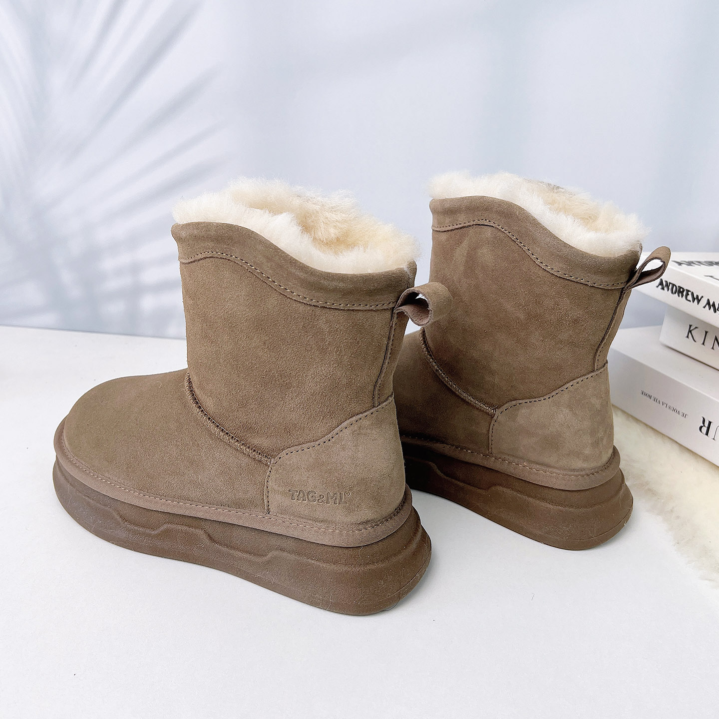 全羊毛厚底中筒雪地靴女防滑保暖