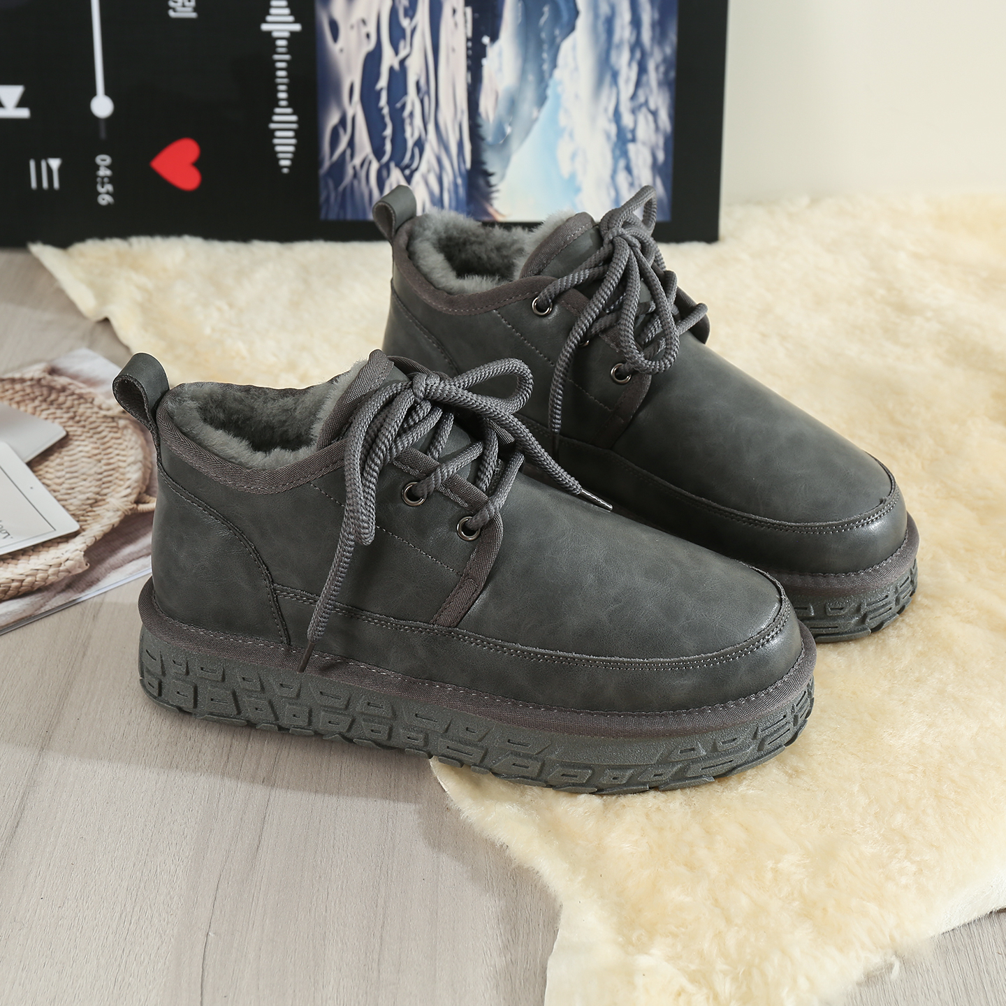 皮毛一体男士雪地靴冬抗寒保暖