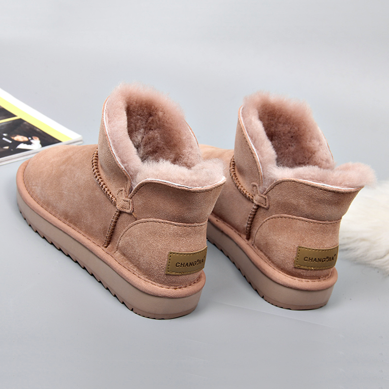 牛皮雪地靴女加厚保暖棉鞋靴