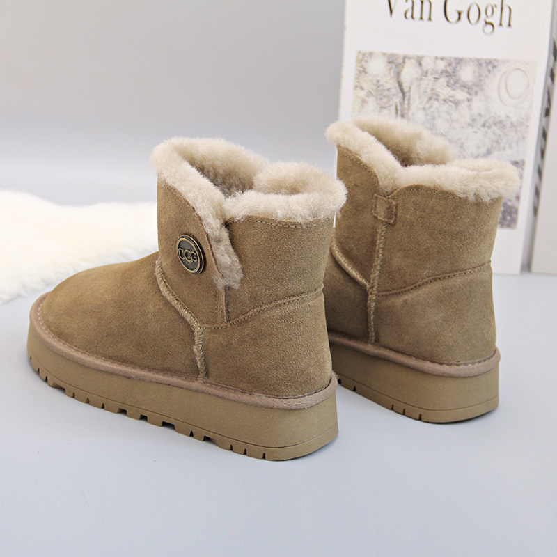 厚底雪地靴女皮毛一体羊毛女靴子