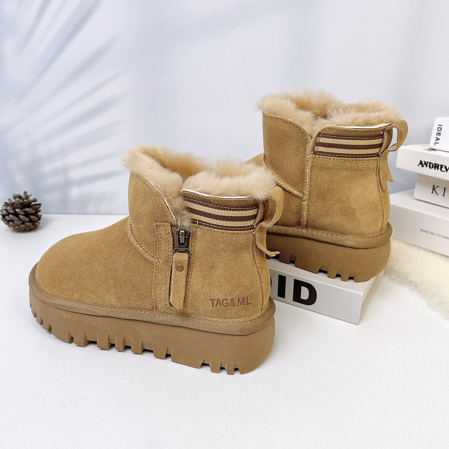 全羊毛雪地靴女2025新款加厚短筒
