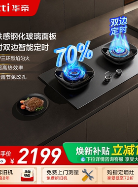 华帝燃气灶i10308G天然气双灶嵌入式猛火灶定时一级能效家用灶具