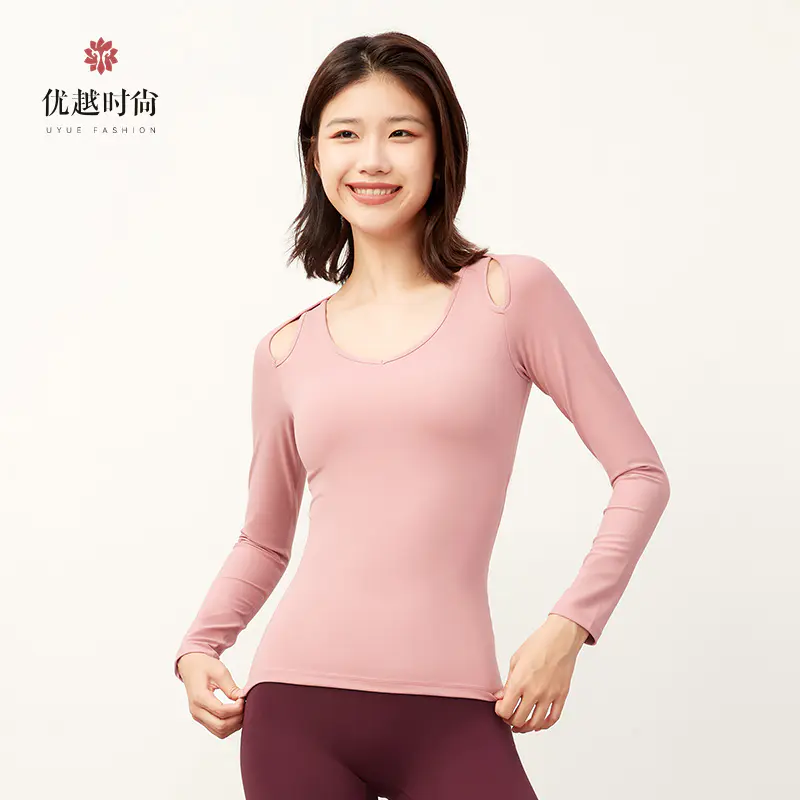 断码特价优越时尚瑜伽t恤秋冬长袖带胸垫紧身健身普拉提运动上衣