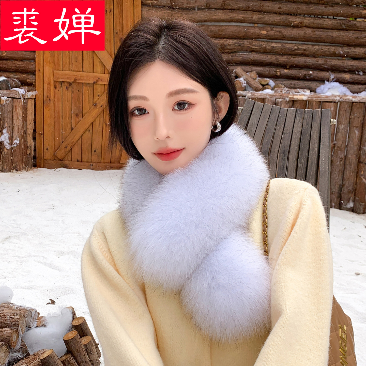 韩版新款狐狸毛毛围巾冬季真毛保暖围脖双面皮草毛领子獭兔毛内衬