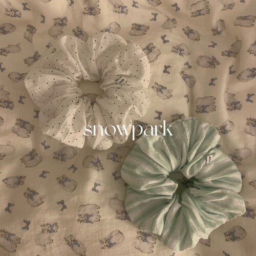 snowpark 原创自制济州岛夏日汽水手作韩国面料大肠发圈