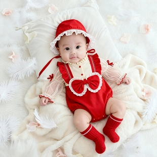 新生婴儿小公主衣服冬0到3个月白天女宝宝礼服女婴龙宝抓周宴春秋