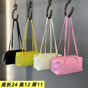 牛皮女包腋下保龄球2025新款洋气浅色纯色大气真皮软单肩潮包软