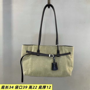 橄榄绿拼接牛皮托特女包2025新款洋气浅色纯色大气韩版腋下包潮