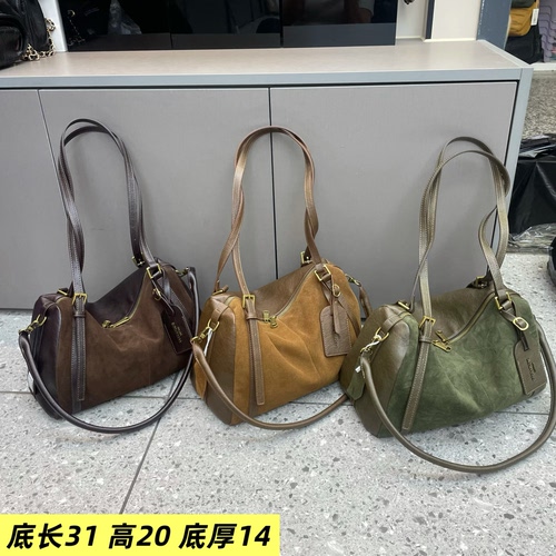 磨砂皮真皮枕头女包2026新款洋气休闲秋冬百搭韩版网红复古斜挎包