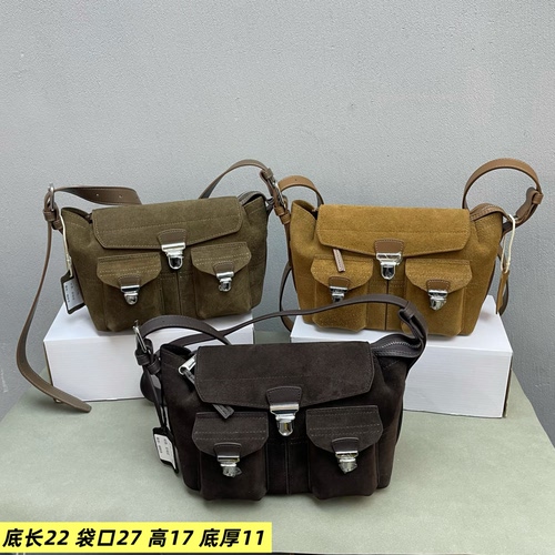 磨砂皮双口袋牛皮女包2026新款高品质洋气纯色韩版单肩斜挎包潮