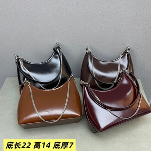 油蜡皮质感小号链条hobo女包2025新款时尚欧美气质小众韩版斜挎包