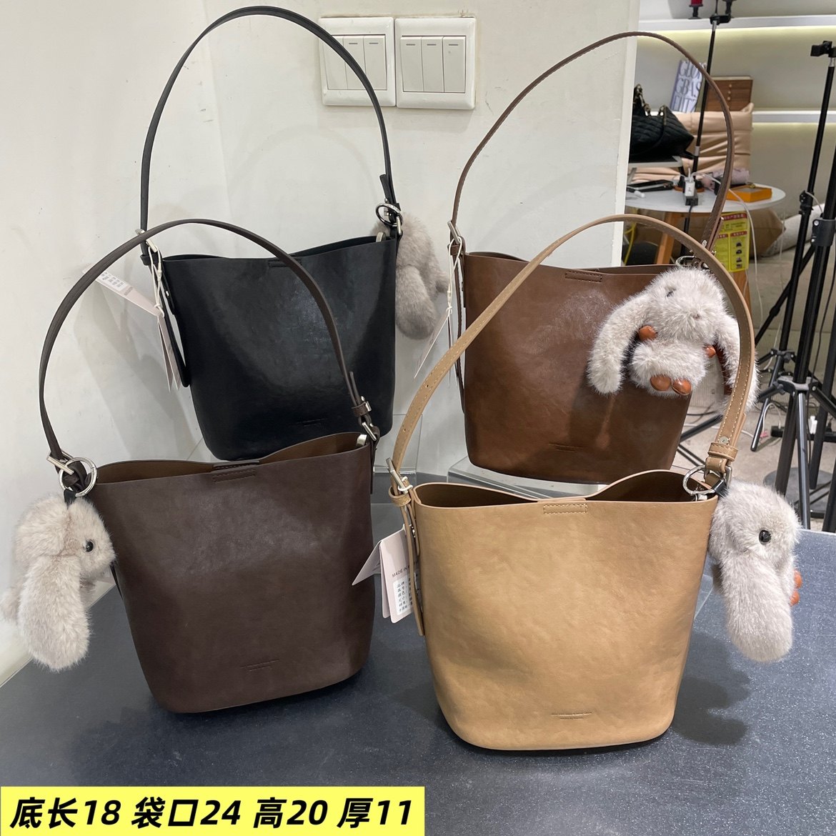 韩版植鞣休闲单肩水桶女包2025新款时尚9367-A欧美气质韩版斜挎包