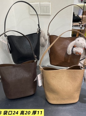 韩版植鞣休闲单肩水桶女包2025新款时尚9367-A欧美气质韩版斜挎包