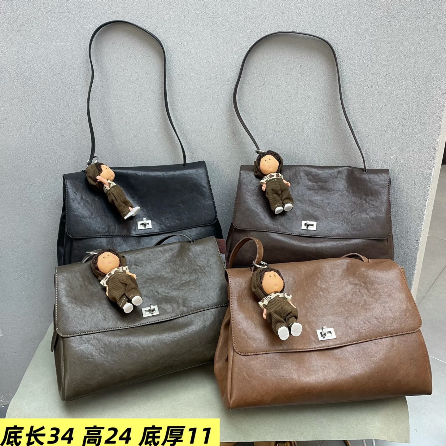 复古单肩锁扣女包2026新款大容量洋气休闲潮流韩版时尚欧美斜挎包