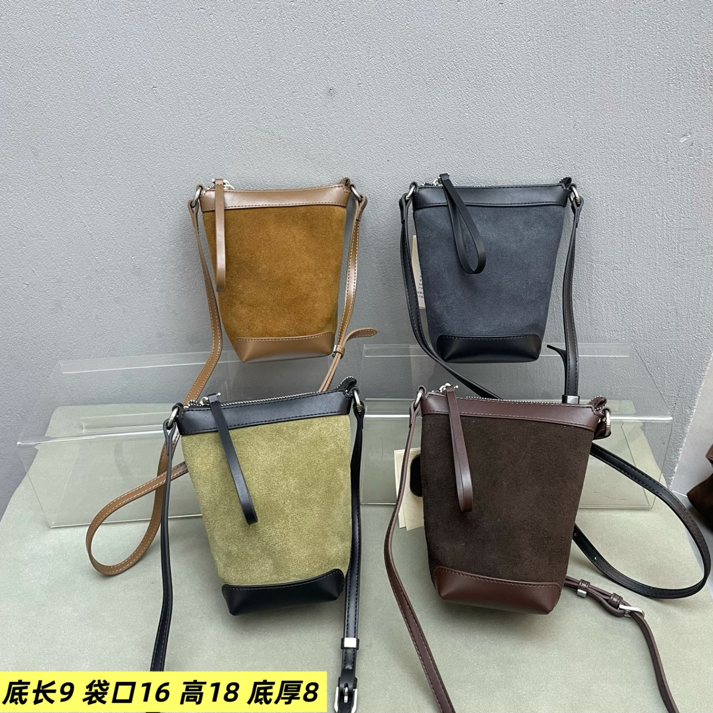 磨砂皮牛皮手机包女包2026新款洋气纯色韩版个性潮流软斜挎包小包