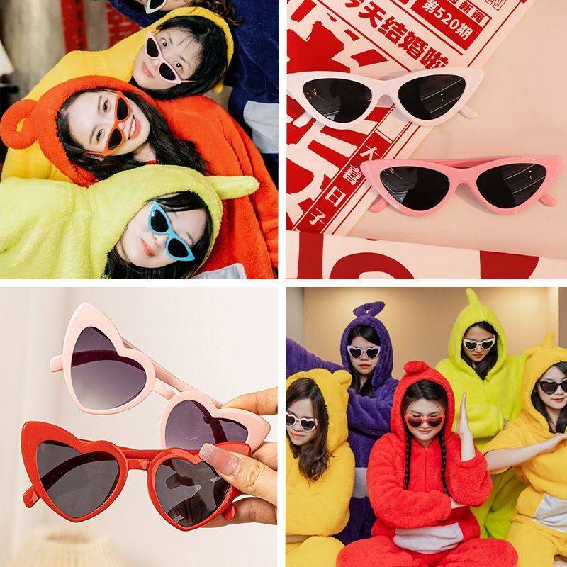 复古款新娘伴娘团晨袍拍照神器猫眼眼镜墨镜套装结婚婚礼搞笑道具