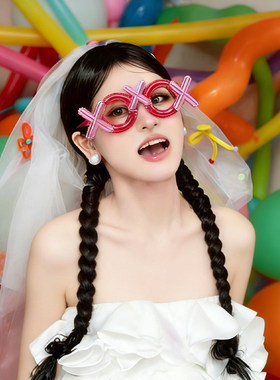 情侣写真个性拍照墨镜结婚纱拍照道具主题三角猫眼眼镜造型装饰