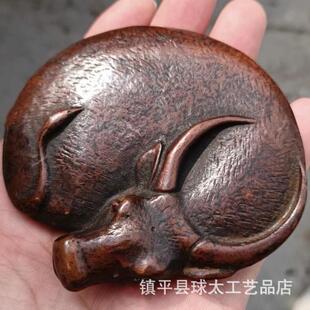 古玩铜器扭转乾坤俯牛实心铜牛古大明宣德镇纸压纸茶艺茶宠摆件