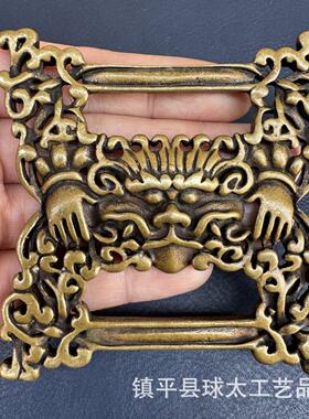 复古黄铜经书扣支巴扎 西藏地摊兽面财布扣 diy天铁托甲装