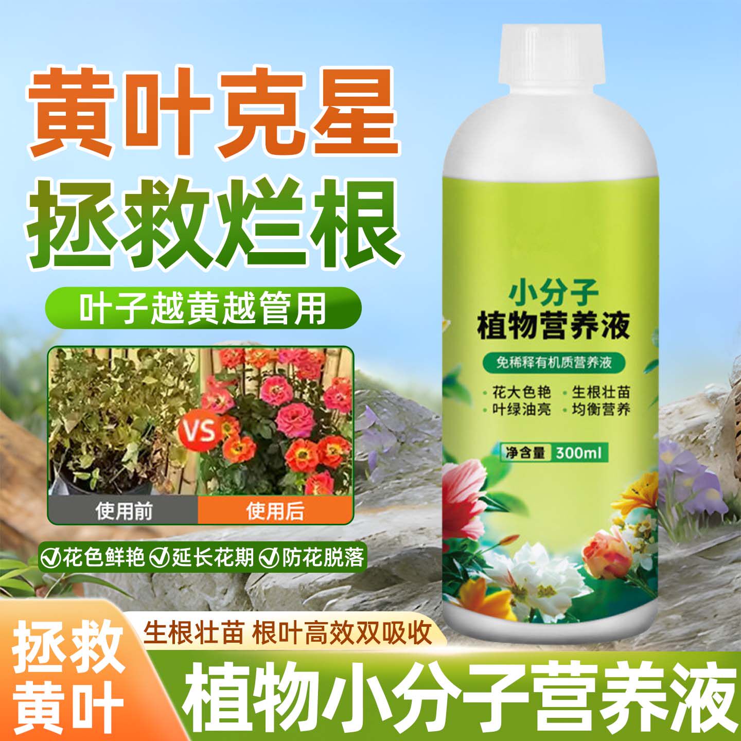 小分子营养液养花有机质肥料发财树观叶植物改善黄叶通用型复合肥