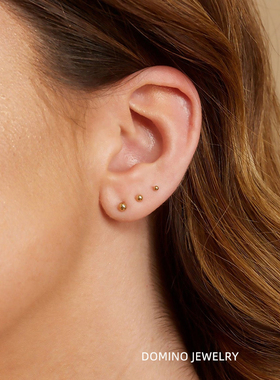 淡金色！极简金珠耳钉14K包金不掉色豆豆耳钉简约优雅耳饰百搭