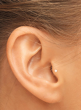 防扎防敏无需耳堵隐形星星耳钉鼻钉精致92纯银养耳洞日常简约耳饰